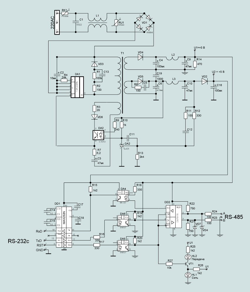 Schematic diagram ofRS232-RS485